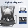 Ergonomic Office Chair, 3-Level Tilt Backrest, 3D Headrest & Armrest and Retractable Footrest, Mesh Breathable SGS Class 4 Gas Clylinder, Dark Grey and Black