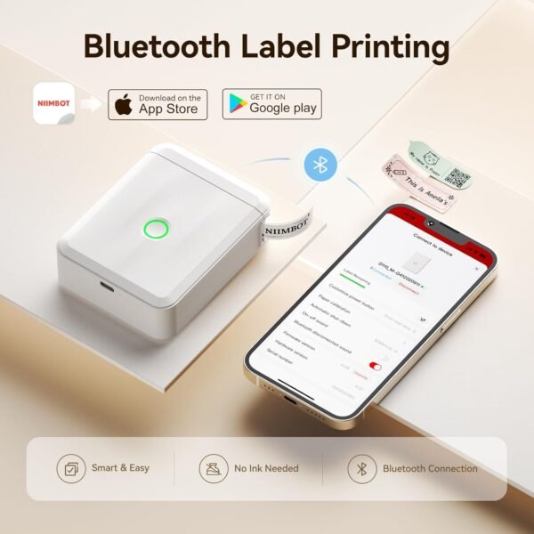 NIIMBOT Label Maker Machine Bluetooth Label Printer for School Home Office Organization, Wireless Mini Labeler D110 Upgraded Version, Label Machine with Label, White
