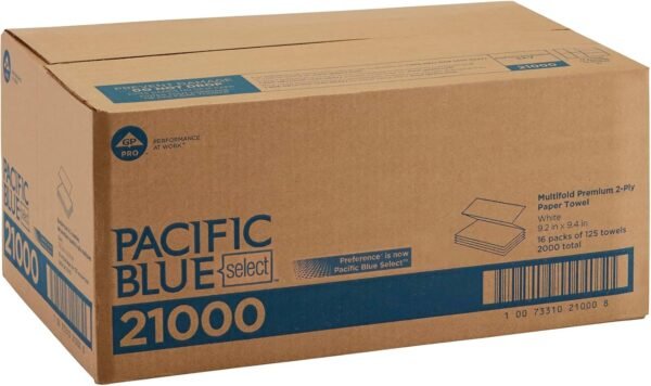 Pacific Blue Select Multifold Premium 2-Ply Paper Towels by GP PRO (Georgia-Pacific),White, 21000,125 Paper Towels Per Pack,16 Packs Per Case