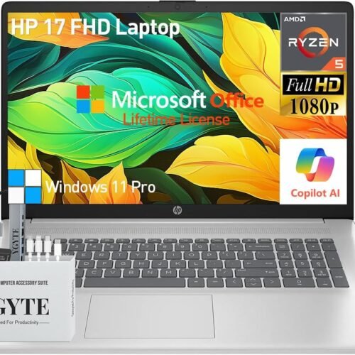 HP 2025 17 Inch Laptop Computer, 17.3 IPS FHD Business Laptop PC, AMD Ryzen 5 6-Core, 64GB RAM 2.5TB Storage (2TB SSD+512GB Docking Set), Windows 11 Pro Lifetime Office, 10-Key Number Pad