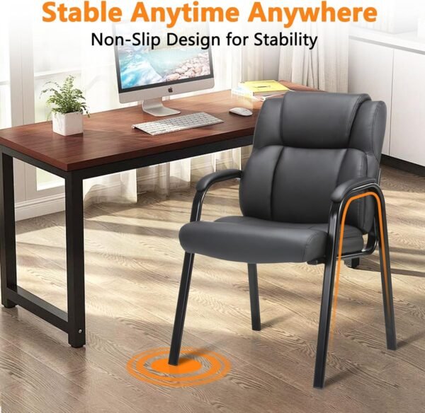CLATINA Leather Guest Chair with Padded Arm Rest for Reception Meeting Conference and Waiting Room Side Office Home Black 4 Pack