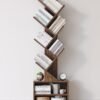 SUNMORY 6 Tier Tree Bookshelf, Small Bookcase with Storage Cabinet, Modern Tall Narrow Bookshelves Organizer, Floor Standing Book Shelf for Bedroom/Living Room/Home Office/Corner, Rustic Brown