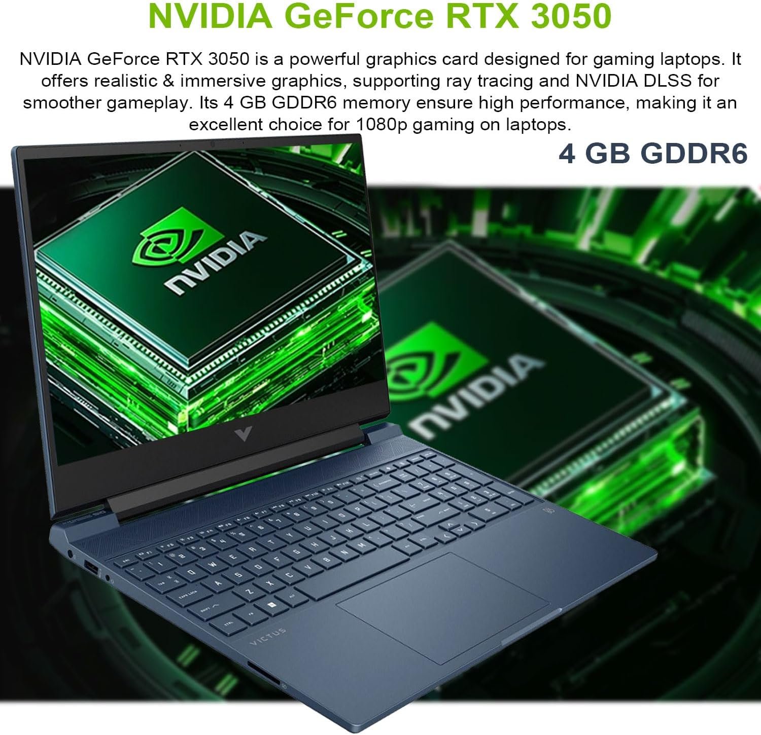 HP Victus 15.6 i5 Gaming Laptop, 15.6" FHD 1920*1080 144Hz, Intel Core i5-12450H, NVIDIA GeForce RTX 3050, 32GB RAM, 1TB SSD, Backlit KB, Touchpad, SD Card Reader, Webcam, HDMI, Wi-Fi 6, W11 H, Blue - Image 2