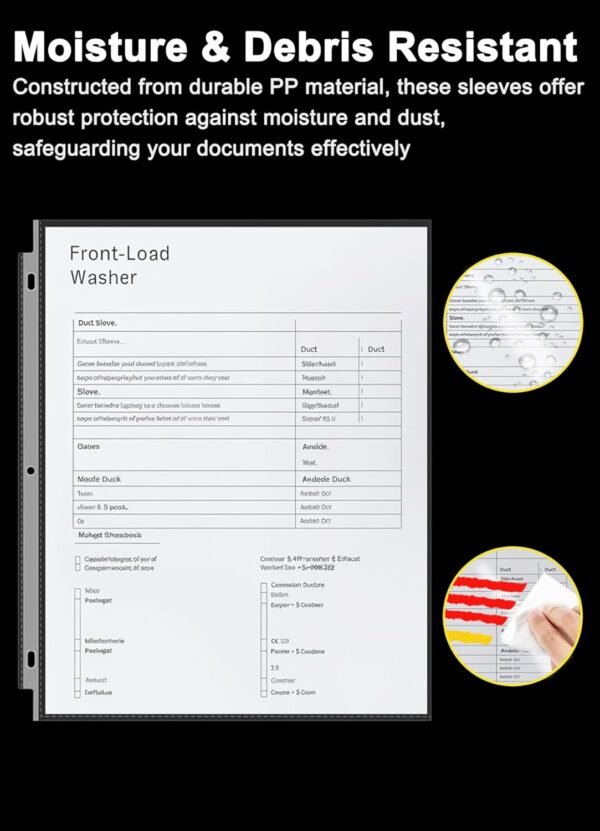 Sheet Protectors 8.5 x11 Inch, 100 Pack Page Protectors for 3 Ring Binder, Top Loading Plastic Sleeves with Reinforced 3-Hole Punch for Binders, Letter Size, for Documents and Photos, Office Supplies.