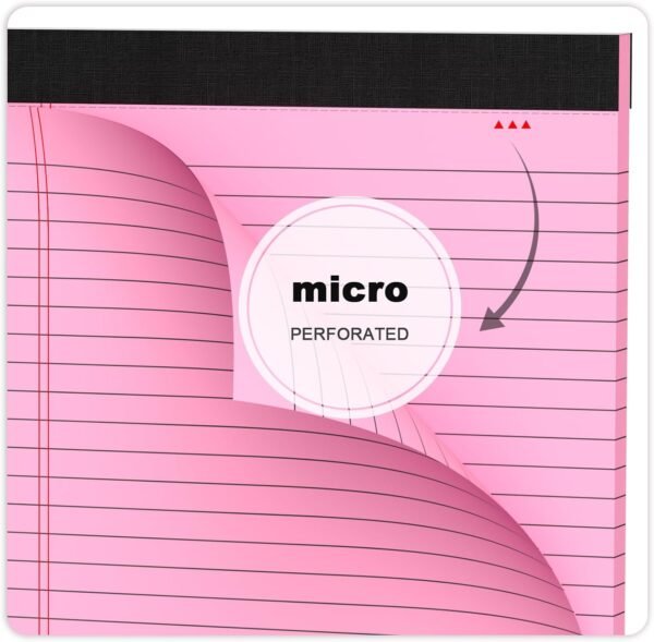 Pink Legal Pad Note Pads 8.5x11 inch, Wide Ruled Clear Print Writing Pads 30 Sheets/Pad, 20lb Colored Paper, Perforated Notepad with Sturdy Back (3 Pads Pink)