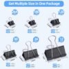 660 PCS Binder Clips Assorted Sizes Including X Large, Large, Medium, Small, X Small and Micro, Office Supplies File Clamps Paper Clips, 6 Sizes in 1 Pack, Metal Black Clamps for School, Home