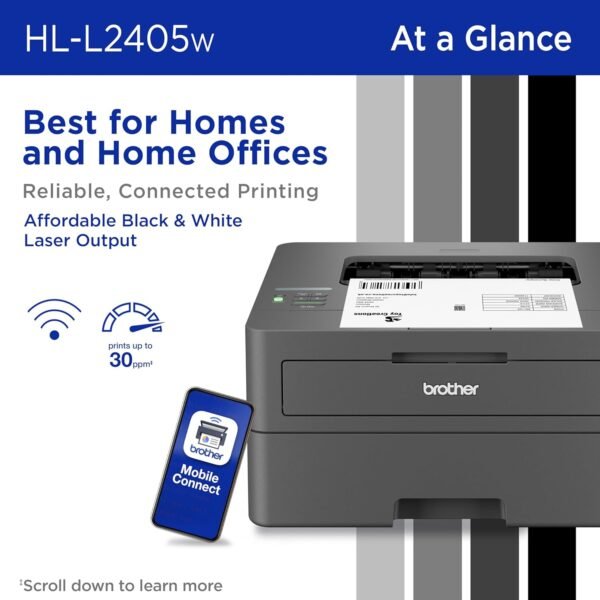 71eKFYnz2fL._AC_SL1500_.jpg Brother HL-L2405W Wireless Compact Monochrome Laser Printer with Mobile Printing, Black & White Output | Includes Refresh Subscription Trial(1), Amazon Dash Replenishment Ready