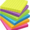6 Pads Lined Sticky Notes 3x3 Sticky Notes with Lines Self-Stick Note Pads 6 Bright Multi Colors,100 Sheet/Pad