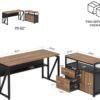 Tribesigns 55-inch L Shaped Desk with Drawer Cabinet, Executive Computer Desk and lateral File Cabinet, 2 Piece Home Office Furniture with Drawers for Hanging File, Doors with Locks (Brown, 55 inches)