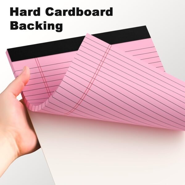 Pink Legal Pad Note Pads 8.5x11 inch, Wide Ruled Clear Print Writing Pads 30 Sheets/Pad, 20lb Colored Paper, Perforated Notepad with Sturdy Back (3 Pads Pink)