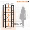 Sweetcrispy Book Shelf, 5 Tier Bookcase, Modern Tall Bookshelf for Garage Kit, CDs, Movies, Industrial Corner Storage Organizer for Bedroom Home Office Kitchen Living Room, Rustic Brown