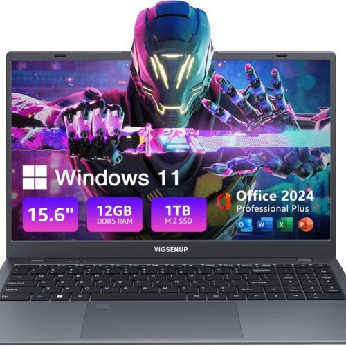 Laptop, 12GB LPDDR5 RAM 1TB SSD, 15.6 Inch Laptop Computer, Win 11 Pro, N95 Quad Core Processor, Up to 3.4GHz, Preinstall Office Pro Plus 2024, WiFi 5, BT 5.0, USB-C, Webcam, Fingerprint