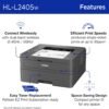 Brother HL-L2405W Wireless Compact Monochrome Laser Printer with Mobile Printing, Black & White Output | Includes Refresh Subscription Trial(1), Amazon Dash Replenishment Ready