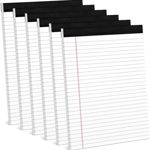 6 Pack 8.5 x 11 Legal Pads for Office Supplies Paper Pads 8.5 x 11 White Note Pads for Work Lined Writing Pads Notebook White Legal Pads Wide Ruled Notepads 30 Sheets Per Writing Pad Legal Note Pad