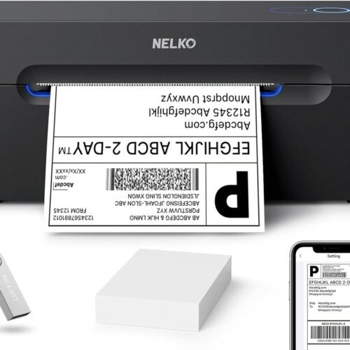 Nelko Bluetooth Thermal Shipping Label Printer, Wireless 4x6 Shipping Label Printer for Shipping Packages, Support Android, iPhone and Windows, Widely Used for Amazon, Ebay, Shopify (Black)