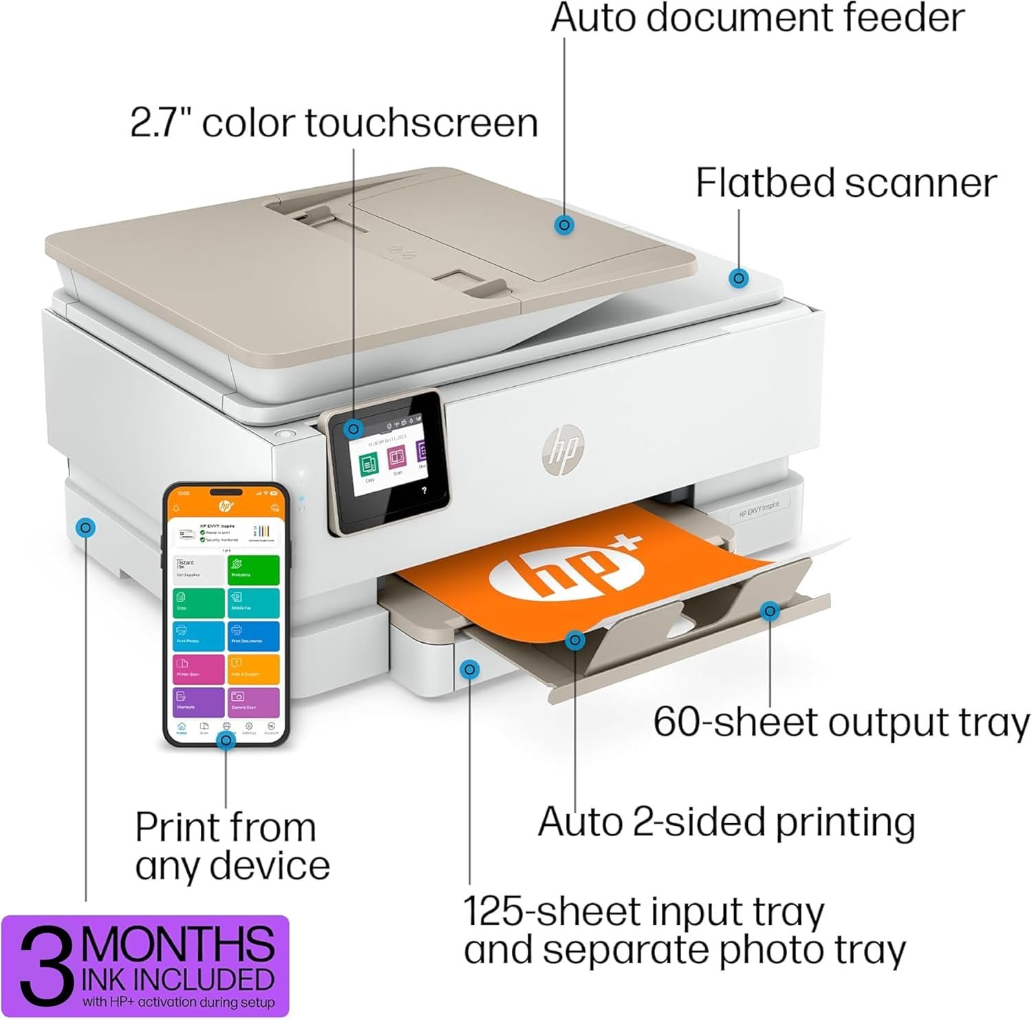 HP ENVY Inspire 7958e Wireless All-in-One Color Inkjet Printer, Print, scan, copy, Duplex printing best-for-home, 3 month Instant Ink trial included (327A7A) - Image 4