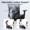 Ergonomic Office Chair, 3-Level Tilt Backrest, 3D Headrest & Armrest and Retractable Footrest, Mesh Breathable SGS Class 4 Gas Clylinder, Dark Grey and Black