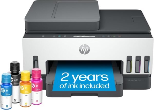 HP Smart -Tank 7301 Wireless All-in-One Cartridge-free Ink Printer, up to 2 years of ink included, mobile print, scan, copy, automatic document feeder (28B70A), Gray