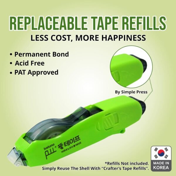 Tape Runner - Double Sided Adhesive with Dispenser Roller Included - Acid Free, Sticky, Transparent - Ideal for Scrapbooking, Crafts & More - Retractable (315 inches per Cartridge), 5 Cartridges