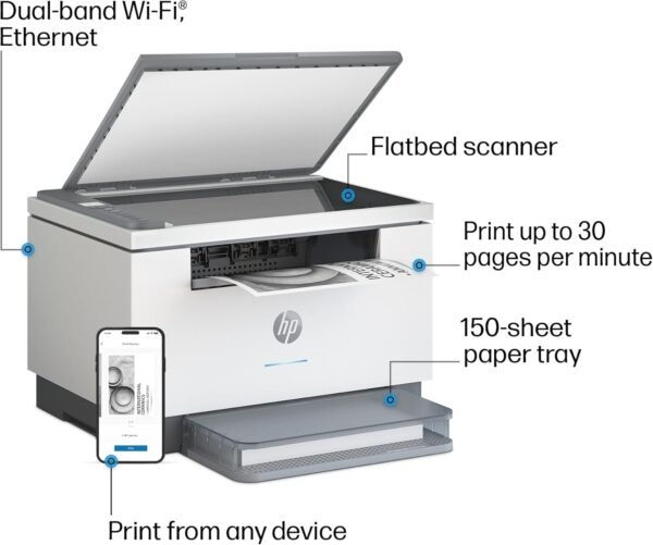 HP LaserJet MFP M234dw Wireless Printer, Print, scan, copy, Fast speeds, Easy setup,(6GW99F) (6GW99F#BGJ) Mobile printing, Best for small teams