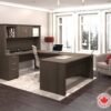 Bestar Logan U or L-Shaped Executive Office Desk with Pedestal and Hutch in Antigua, 66W