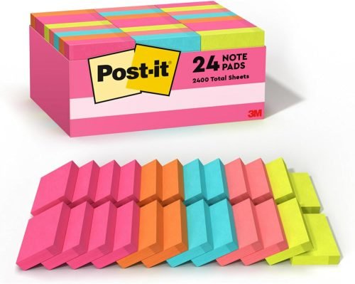 Post-it Mini Notes, 1 3/8 in. x 1 7/8 in., 24 Sticky Notes Pads, 100 Sheets per Pad, Poptimistic Collection, School Supplies and Oﬃce Products, The Original Post-it Note