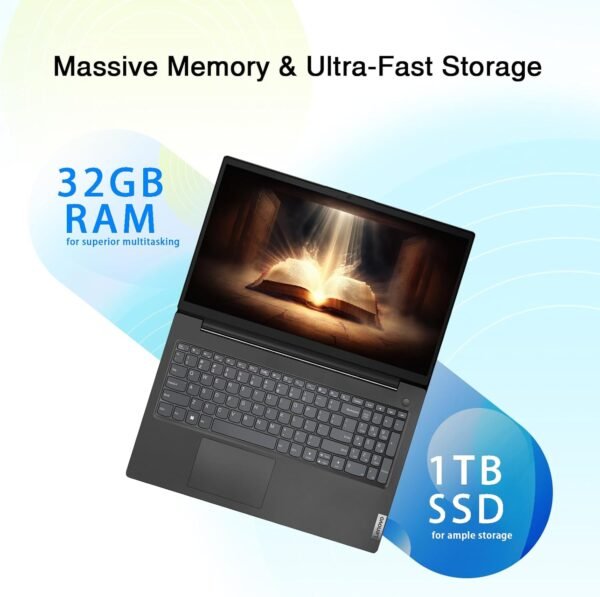 Lenovo V15 Business Laptop | Intel 4-core Processor | Intel UHD Graphics | 15.6" FHD (1920 x 1080) | 32GB RAM | 1TB SSD | Ethernet RJ-45 | Military Durability | Windows 11 Pro