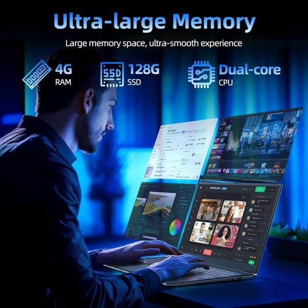 Windows 11 Laptops, 17.3 Inch Laptop Computer with Core i3 CPU, 4GB DDR4 128GB SSD, 60800mWh Battery, FHD IPS Display, Type-C, 5G WiFi, BT4.2, Webcam, USB3.2, HDMI, for Student and Business