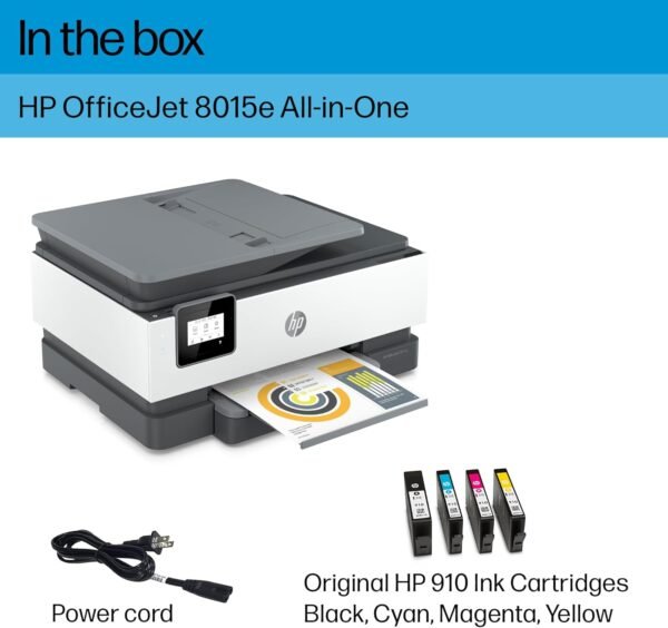 HP OfficeJet 8015e Wireless Color All-in-One Printer, 6 month Instant Ink trial included