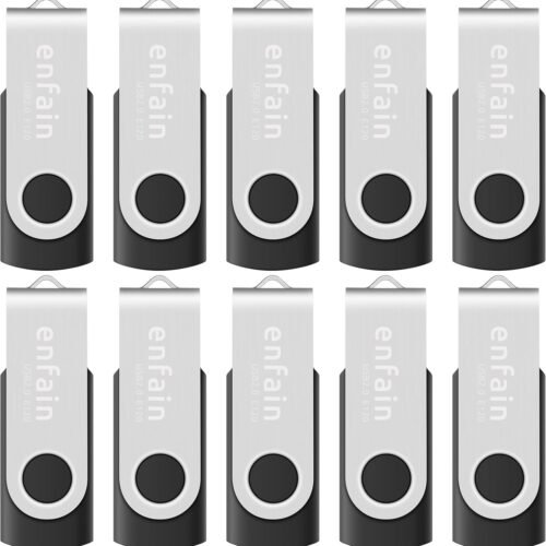 10-Pack Enfain 16GB USB 2.0 Swivel Flash Drives Shareable Data Storage for Home & Office Use (Black) : Electronics