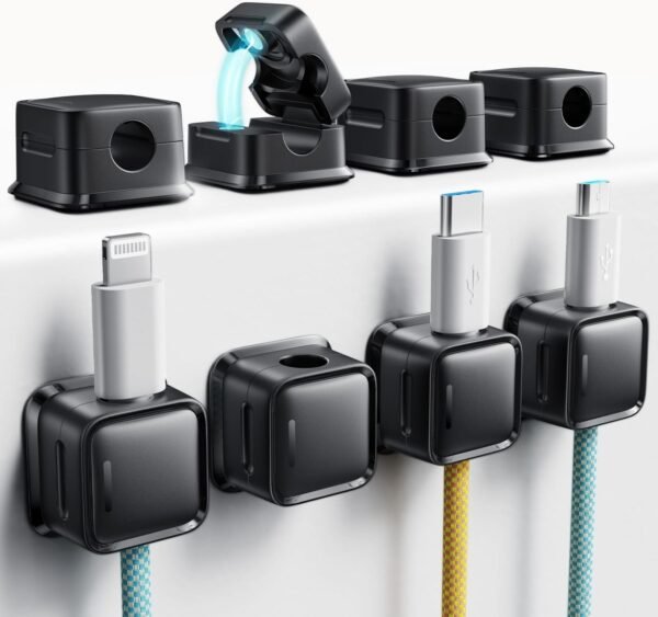 71ofPNnG6oL._AC_SL1500_.jpg Cord Organizer Holder, 8 Pack Magnetic Desk Cable Clips Management, Hide Phone Charging Cable Keeper, Strong Adhesive Wire Charger Holder for Nightstand, Kitchen Appliances, Office Supplies