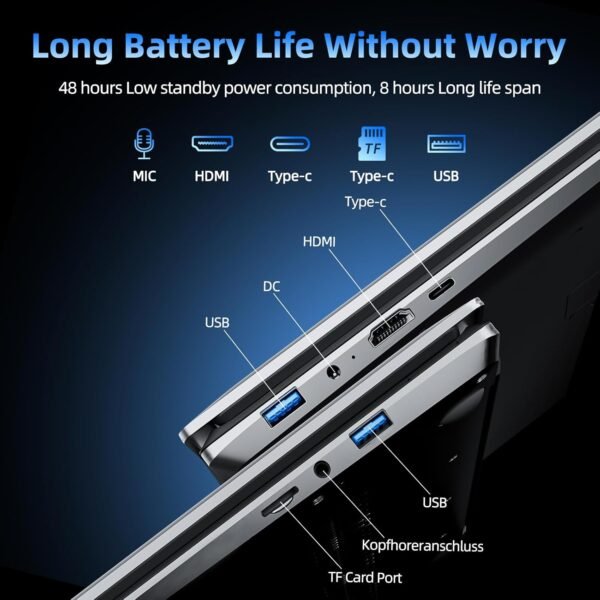 Windows 11 Laptops, 17.3 Inch Laptop Computer with Core i3 CPU, 4GB DDR4 128GB SSD, 60800mWh Battery, FHD IPS Display, Type-C, 5G WiFi, BT4.2, Webcam, USB3.2, HDMI, for Student and Business