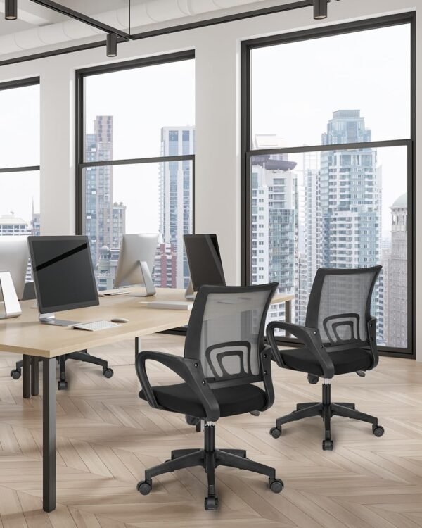 NEO CHAIR Office Chair Computer Desk Chair Gaming Ergonomic Mid Back Cushion Lumbar Support with Comfy Mesh Adjustable Swivel Rolling Home (Black)
