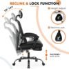 Sweetcrispy Office Computer Desk Chair, Ergonomic High-Back Mesh Rolling Work Swivel Chairs with Wheels, Comfortable Lumbar Support, Comfy Arms for Home, Bedroom, Study, Student, Black