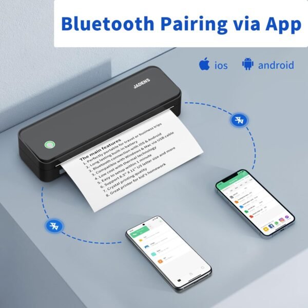 71sdmHc5Q1L._AC_SL1500_.jpg JADENS Bluetooth Thermal Printer, Support 8.5" X 11" US Letter, Portable Printers Wireless for Travel, Inkless Printer Compatible with iOS, Android, Mobile Printer for Home, Office, School