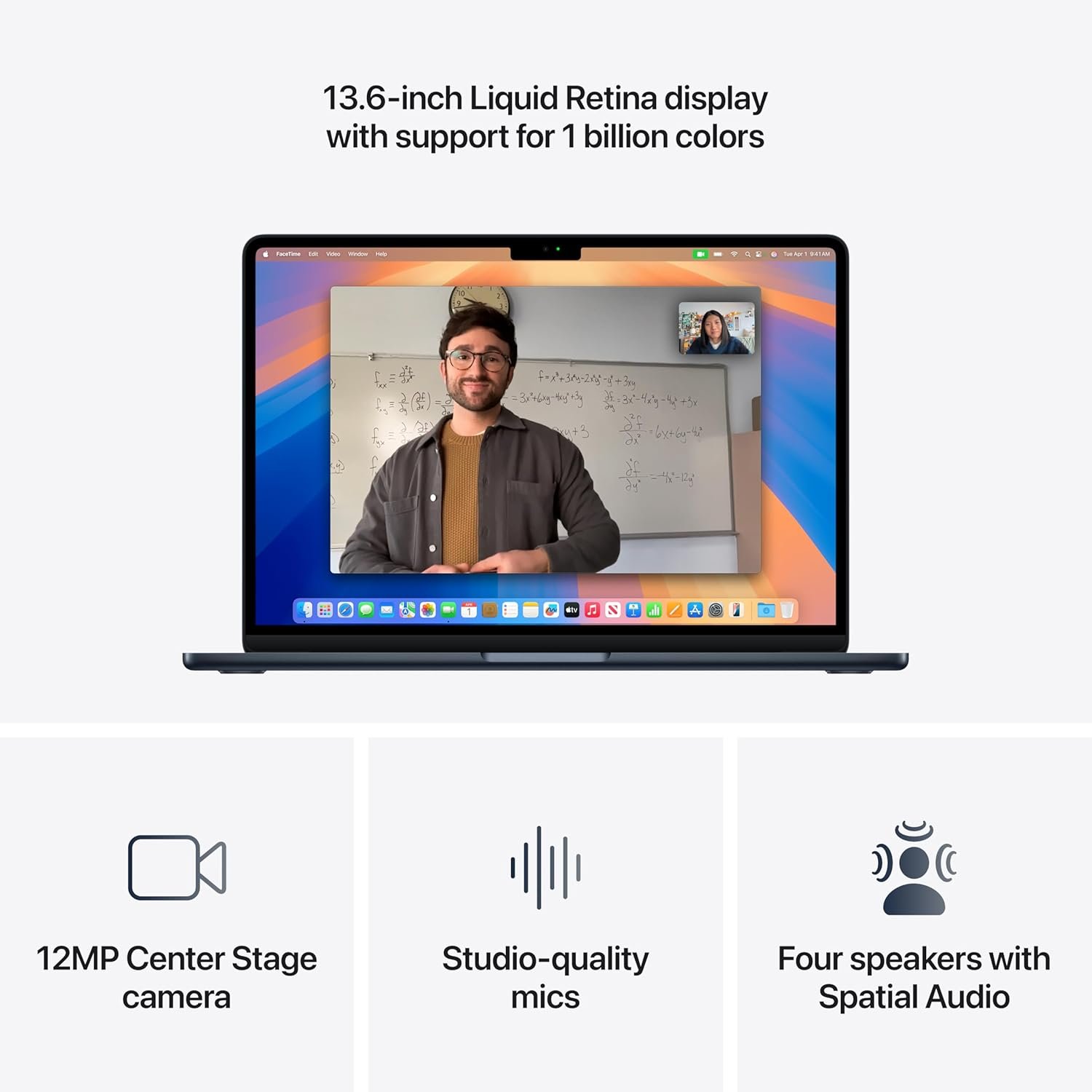 Apple 2025 MacBook Air 13-inch Laptop with M4 chip Built for Apple Intelligence, 13.6-inch Liquid Retina Display, 16GB Unified Memory, 512GB SSD Storage, 12MP Center Stage Camera, Touch ID; Midnight - Image 4
