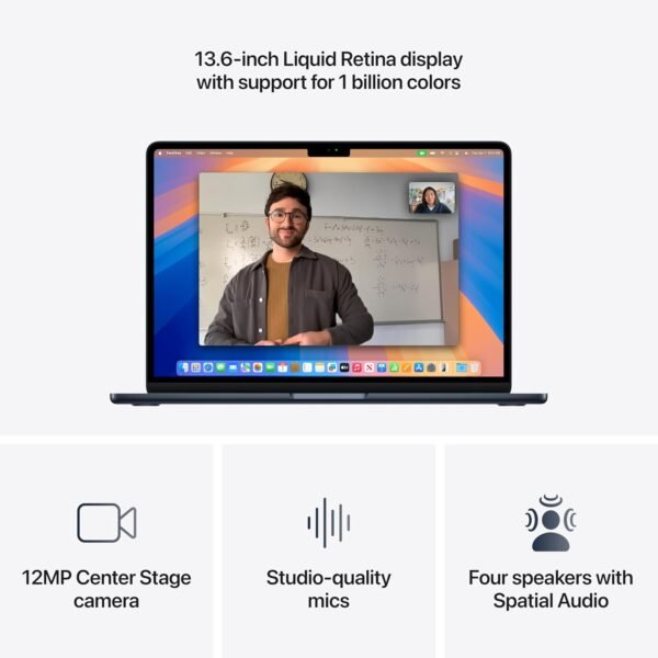71tFnl-yUL._AC_SL1500_.jpg Apple 2025 MacBook Air 13-inch Laptop with M4 chip Built for Apple Intelligence, 13.6-inch Liquid Retina Display, 16GB Unified Memory, 256GB SSD Storage, 12MP Center Stage Camera, Touch ID; Midnight