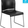 Flash Furniture Hercules Series Contoured Stacking Chairs for Waiting Rooms and Offices, Ergonomic Lobby Chairs with Curved Back, Set of 5, Black