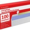 #10 Envelopes Letter Size Self Seal | 100 Business Mailing Security Peel and Sealing Envelope | 100% Tinted | no 10 White Windowless Legal Regular Plain Envelops Pack | 4-1/8 x 9-1/2 Inches | 24 LB