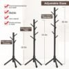 Coat Rack, Freestanding Coat Rack with 8 Hooks and 3 Adjustable Size Tree Coat Racks for Bedroom, Hallway, Entrance, Office, for Hats, Coats, Scarves, Handbags