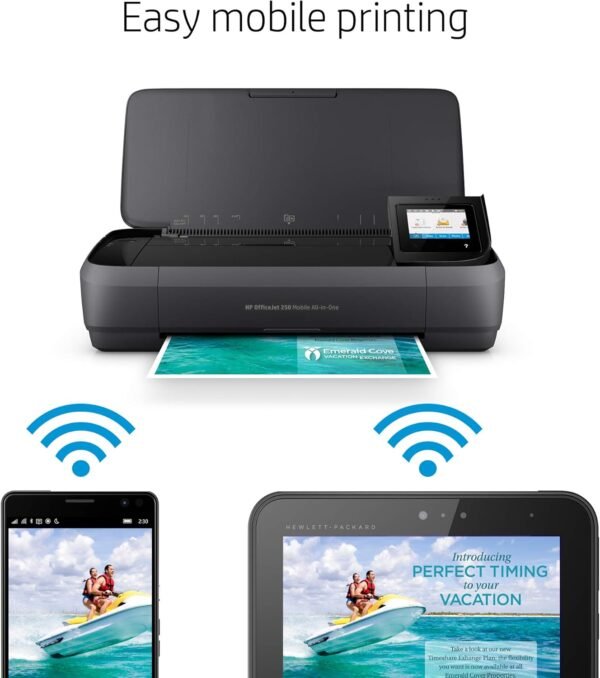 HP OfficeJet 250 All-in-One Portable Printer with Wireless & Mobile Printing, Works with Alexa (CZ992A) Black
