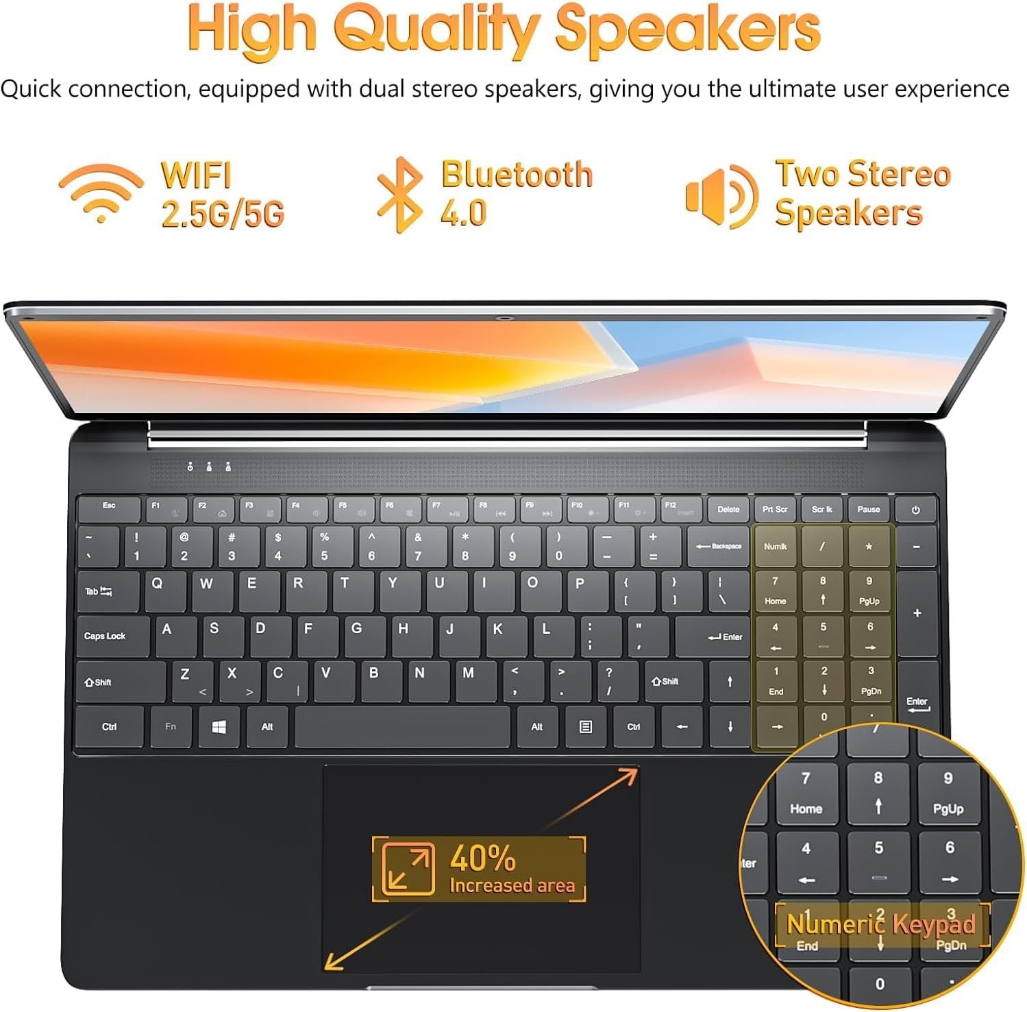 15.6 Inch Laptops, 8GB DDR3 512GB SSD Windows 11 Laptop Computer with I3 Processor, HD Display, 52Wh Battery, Wi-Fi 5, BT4.2, HDMI, USB3.2, Type-C, for Business and Students - Image 7