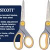 Westcott 8-Inch Titanium-Bonded Scissors with Adjustable Glide Feature for Office and Home - Gray/Yellow, 2-Pack
