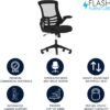 Flash Furniture Kelista Mid-Back Swivel Office Chair with Adjustable Seat Height, Ergonomic Mesh Desk Chair with Flip-Up Armrests, Black