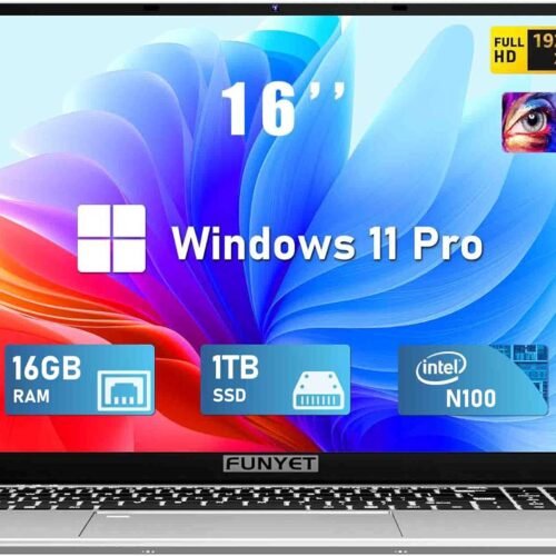 16 Inch Gaming Laptop, Laptop Computer 2025 Windows 11 Pro, 16GB RAM 1TB SSD, Intel 12th Gen N100 Processor(up to 3.4GHz), Backlit Keyboard, Fingerprint Unlock, FHD 1920 * 1200