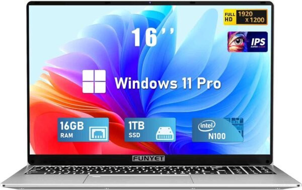 71wj5iyCIjL._AC_SL1500_.jpg 16 Inch Gaming Laptop, Laptop Computer 2025 Windows 11 Pro, 16GB RAM 1TB SSD, Intel 12th Gen N100 Processor(up to 3.4GHz), Backlit Keyboard, Fingerprint Unlock, FHD 1920 * 1200