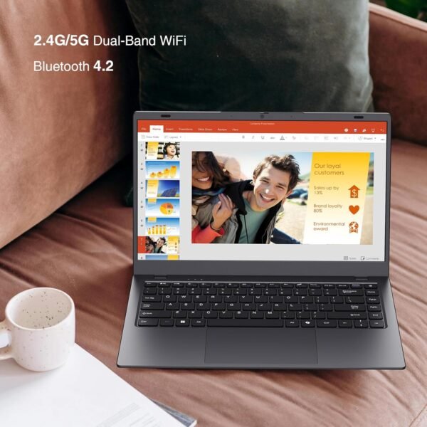14 inch Windows 11 Laptop Computer, 8GB DDR4 RAM 128GB SSD, 4-Core Intel CPU (Up to 2.9GHz), Thin & Portable Notebook PC, WiFi, BT4.2, MS Office 2024