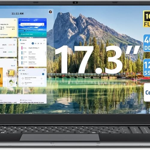 Windows 11 Laptops, 17.3 Inch Laptop Computer with Core i3 CPU, 4GB DDR4 128GB SSD, 60800mWh Battery, FHD IPS Display, Type-C, 5G WiFi, BT4.2, Webcam, USB3.2, HDMI, for Student and Business
