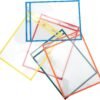 Amazon Basics Heavy Duty Dry Erase Ticket Holder Pockets with Clear Plastic Film and Multicolored Fabric Edge, 8.5" X 11", Pack of 25