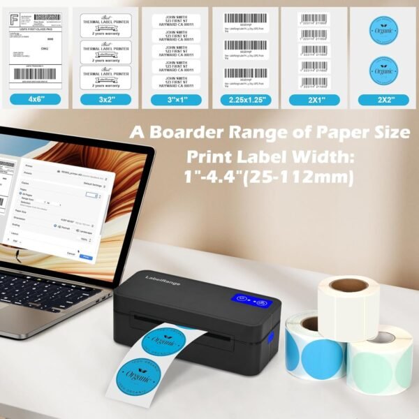 Bluetooth Thermal Label Printer for Mac, Windows, Phone, Tablet, Wireless 4x6 Shipping Label Printer, Thermal Printer for Shipping Packages, Support USPS, Ebay, Amazon, Pirate Ship.